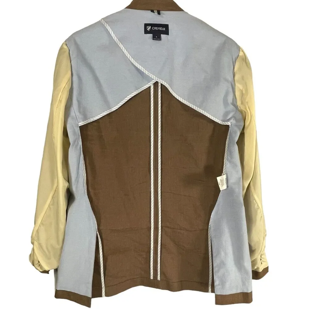 CREMIEUX Mens Brown Elbow Patch Linen Blend Unstructured Blazer Coat SIZE LARGE